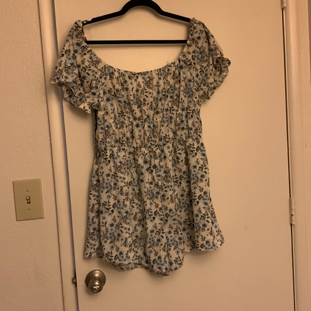 Cottage core flower print romper